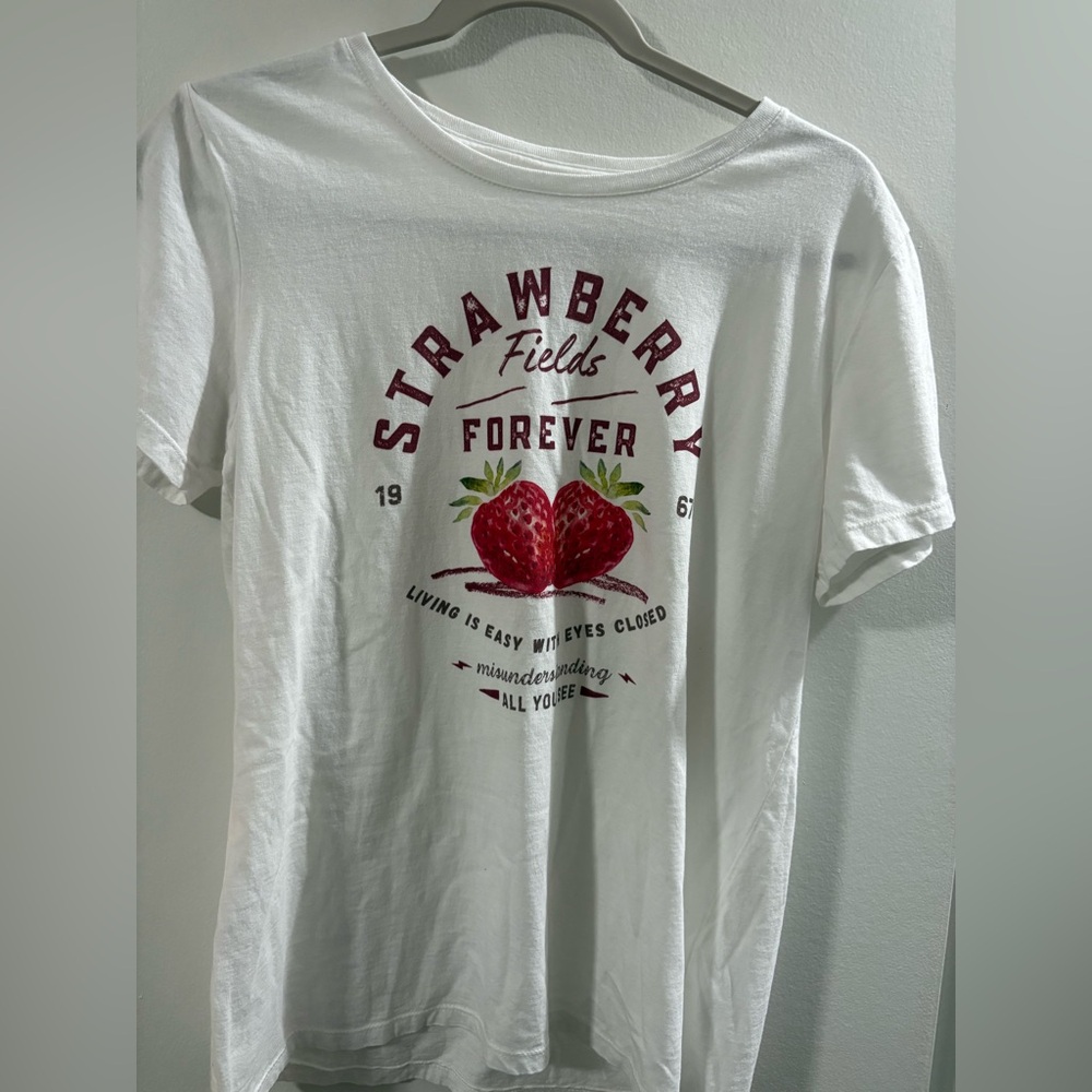 White Strawberry Fields Graphic T-Shirt